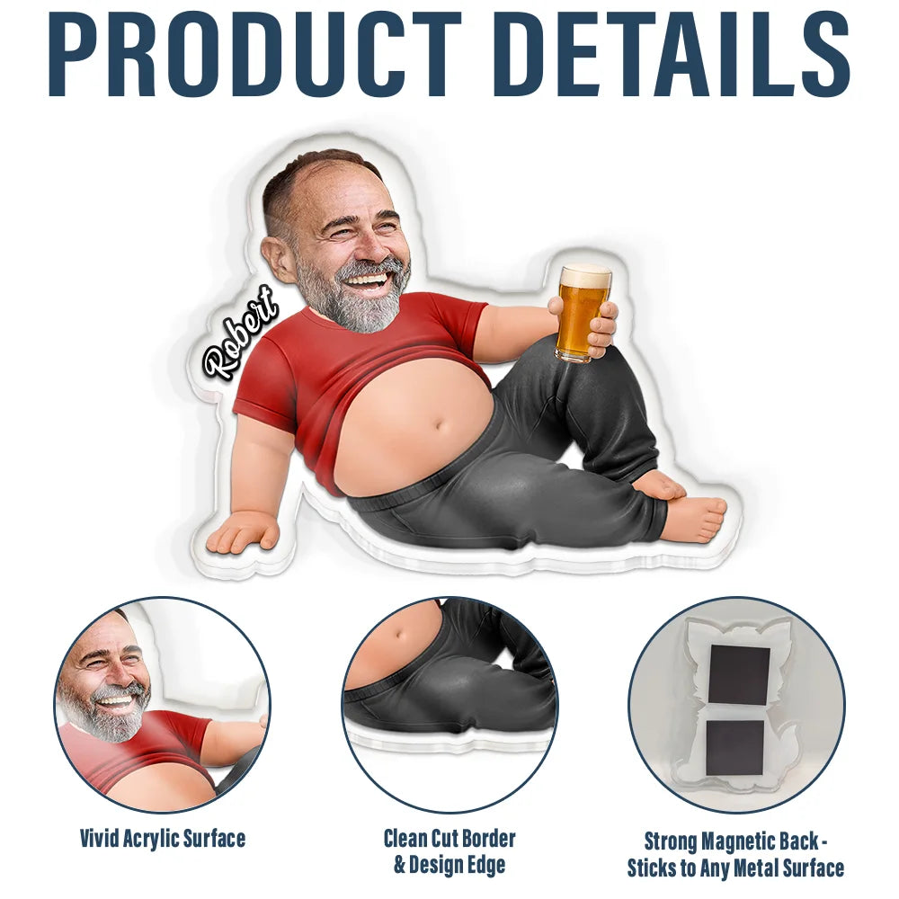 Gift For Father,Humorous,Vector - Poke Dad Bod Belly - Personalized Acrylic Magnet