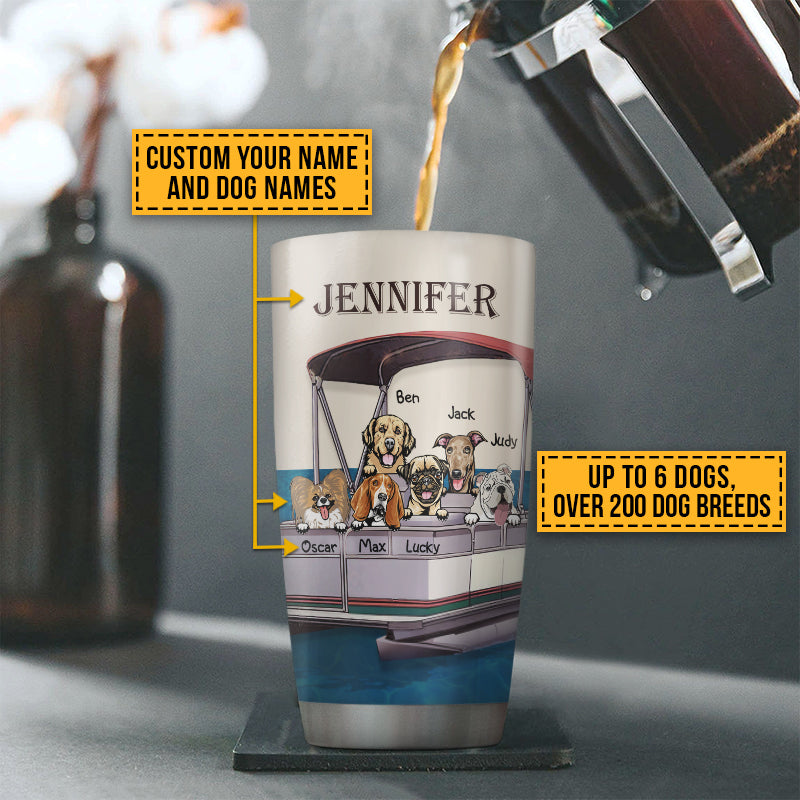 Pontoon Boat, Dog, Puppy, Lake, River, Kinda Busy Being Pontoon Queen Custom Tumbler