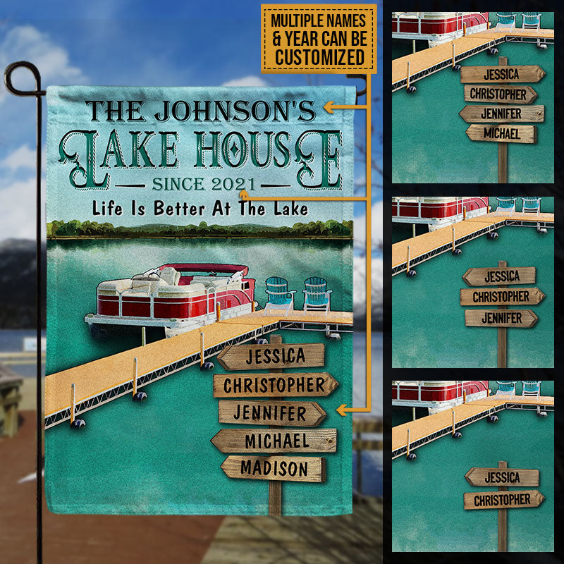 Pontoon Lake House Life Is Better Custom Flag