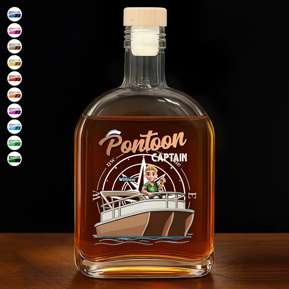 Pontoon,Happy,Gift For Yourself,Gift For Women,Gift For Men - Pontoon Captain - Personalized Whiskey Bottle