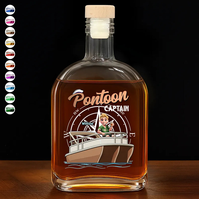Pontoon,Happy,Gift For Yourself,Gift For Women,Gift For Men - Pontoon Captain - Personalized Whiskey Bottle