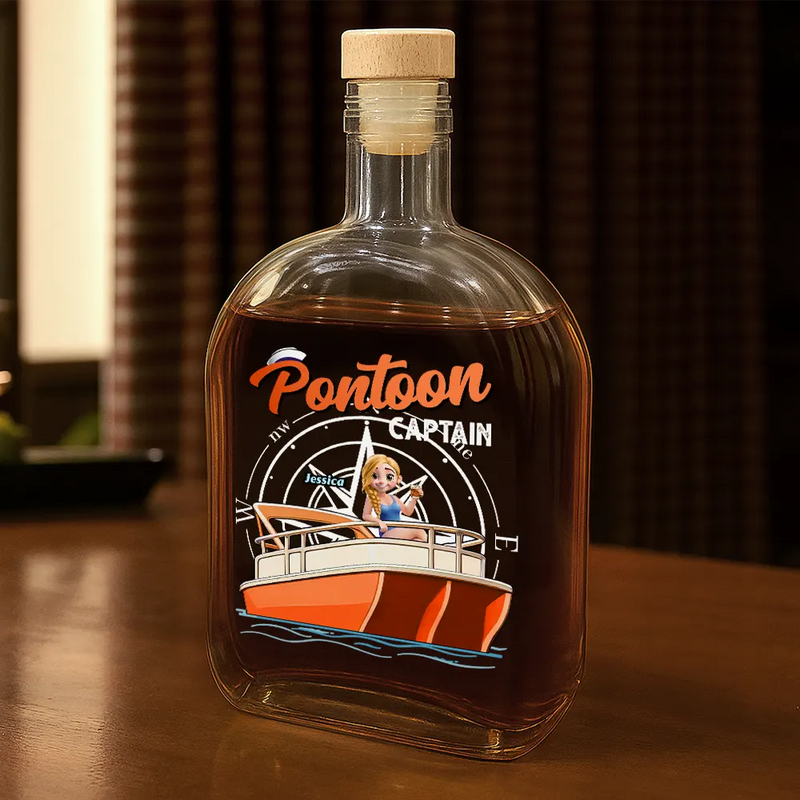 Pontoon,Happy,Gift For Yourself,Gift For Women,Gift For Men - Pontoon Captain - Personalized Whiskey Bottle