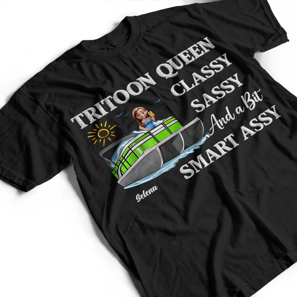 Pontoon,Gift For Yourself,Gift For Women,Lake,Funny - Pontoon Queen Classy Sassy - Personalized T Shirt