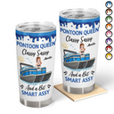 Pontoon,Gift For Yourself,Gift For Women,Lake,Funny,Vector - Pontoon Queen Classy Sassy - Personalized Tumbler
