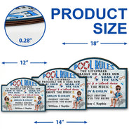 Gift For Couples, Poolside, Swimming, Grilling, Happy, Gift For Husband, Gift For Wife - Pool Rules Swim At Your Own Risk - Personalized Custom Shaped Wood Sign