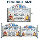 Swimming,Funny,Couple's Hobby,Gift For Couples,Grilling,Poolside - Pool Rules Swim At Your Own Risk Grilling - Personalized Custom Shaped Metal Sign