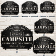 Poolside,Patio,Family - Pool & Patio Sipping Chilling - Personalized Cutout Metal Sign