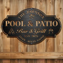 Poolside,Gift For Couples,Couple's Hobby,Family,Grilling,Happy,Swimming - Poolside Bar & Grill - Personalized Cutout Metal Sign
