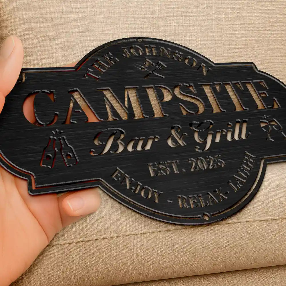 Poolside,Gift For Couples,Couple's Hobby,Family,Grilling,Happy,Swimming - Poolside Bar & Grill - Personalized Cutout Metal Sign