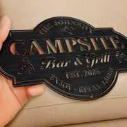 Poolside,Gift For Couples,Couple's Hobby,Family,Grilling,Happy,Swimming - Poolside Bar & Grill - Personalized Cutout Metal Sign