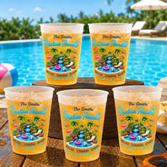 Playful,Family,Summer,Poolside,Outdoor Decor,Custom Text - Poolside Paradise Relax Unwind Enjoy - Personalized Frosted Cups