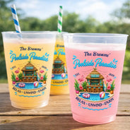 Playful,Family,Summer,Poolside,Outdoor Decor,Custom Text - Poolside Paradise Relax Unwind Enjoy - Personalized Frosted Cups