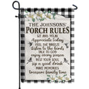 Porch Rules Welcome Farmhouse Decor - Personalized Custom Flag
