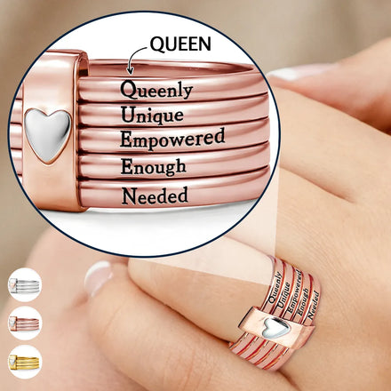 Positive Affirmations For Self Reminder - Personalized Heart Stacking Rings