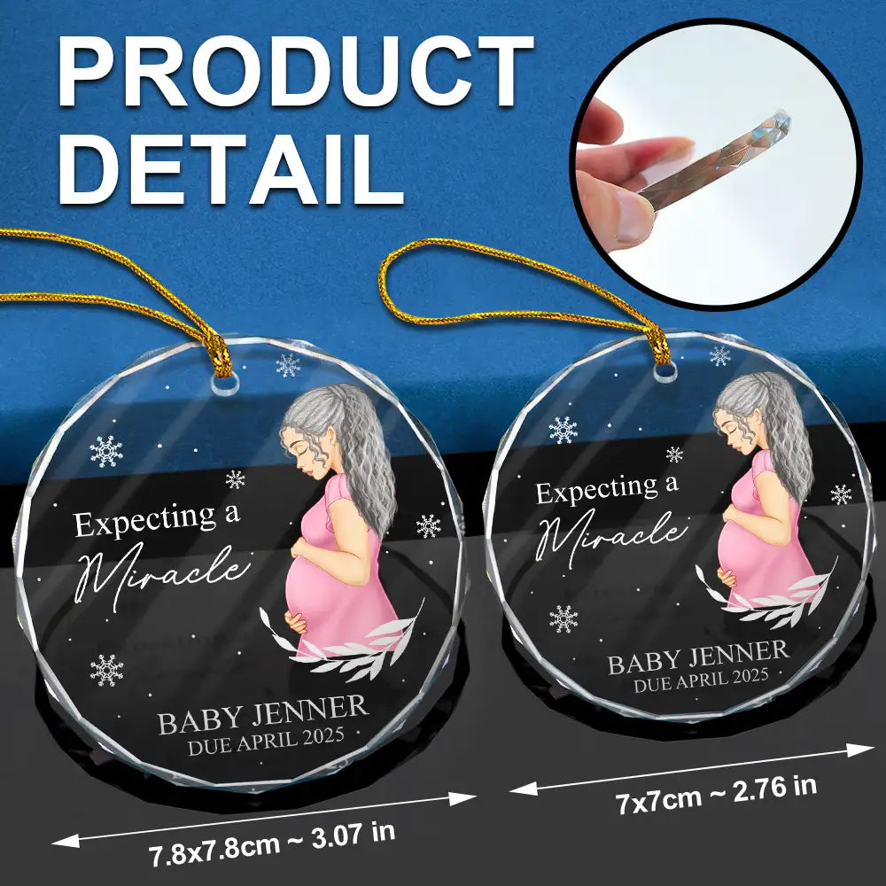 Pregnant Mom,Christmas,Love - Pregnant Mom A New Adventure Awaits - Personalized Circle Glass Ornament