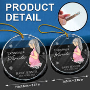 Pregnant Mom,Christmas,Love - Pregnant Mom A New Adventure Awaits - Personalized Circle Glass Ornament