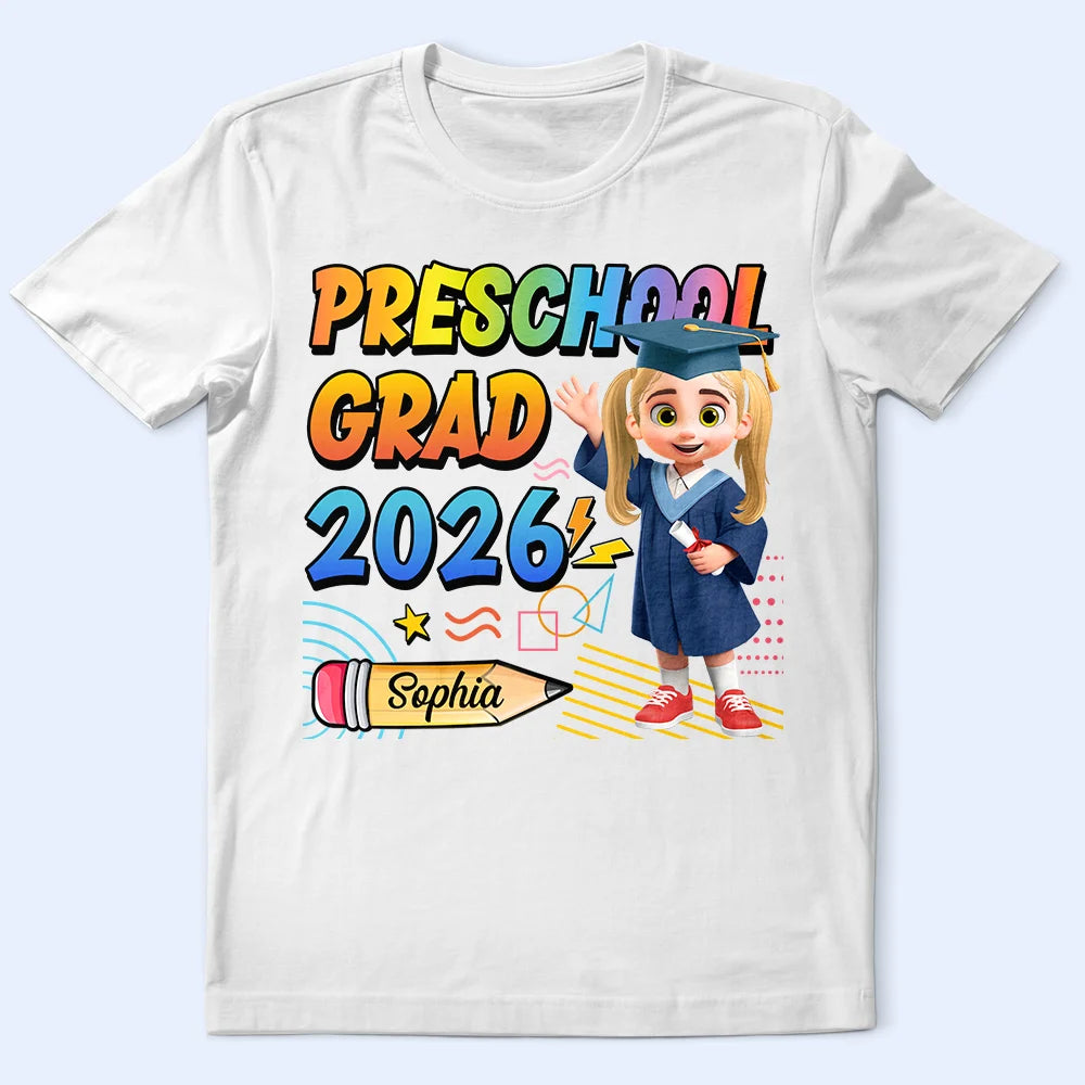 Gift For Kids,Gift For Grandkids,Grandpa - Grandkids,Grandma - Grandkids,Graduation,Happy - Preschool Kindergarten Graduation - Personalized T Shirt