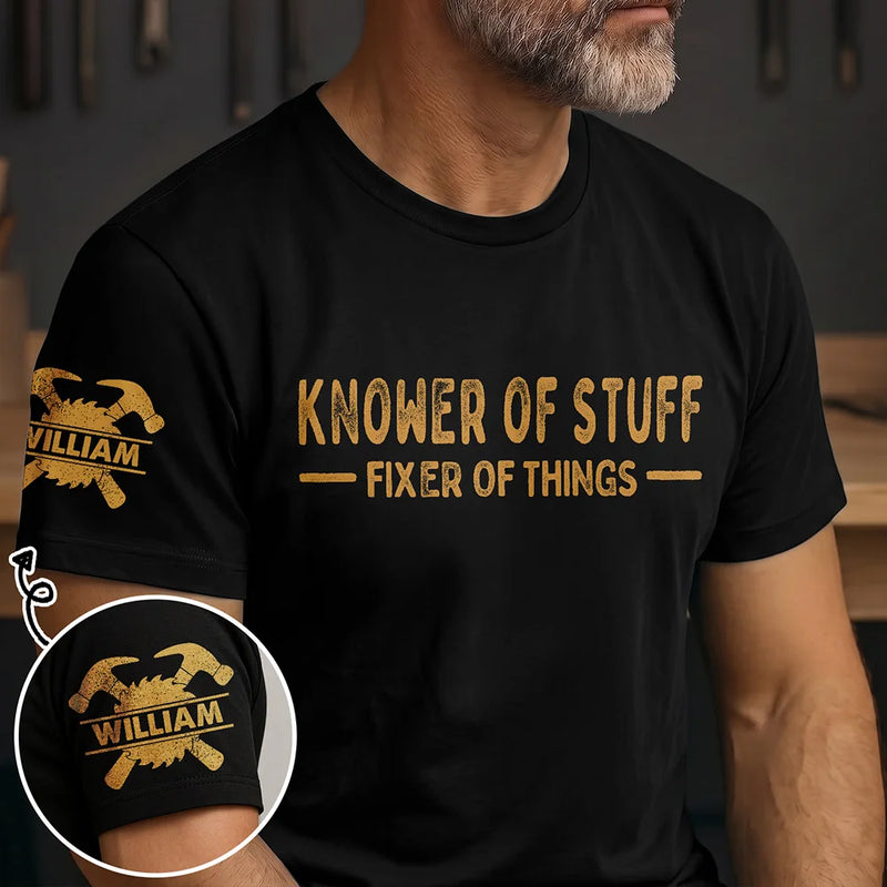 Top Market,Confident,Gift For Men,Gift For Yourself,Custom Text - Professional Problem Solver Knower Of Stuff Fixer Of Things - Personalized T Shirt