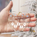 Pet Lovers,Pet Mom,Pet Dad,Pet Couple,New Dad,New baby,New Mom,Family,Christmas,Happy - Promoted From Dog Cat Mommy To Human Mommy - Personalized Heart Shaped Glass Ornament