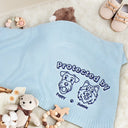 New Dad, New baby, New Mom, Love, Pet Lovers, Dog Lovers - Protected By Dogs - Personalized Embroidered Knitted Baby Blanket