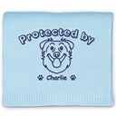 New Dad, New baby, New Mom, Love, Pet Lovers, Dog Lovers - Protected By Dogs - Personalized Embroidered Knitted Baby Blanket