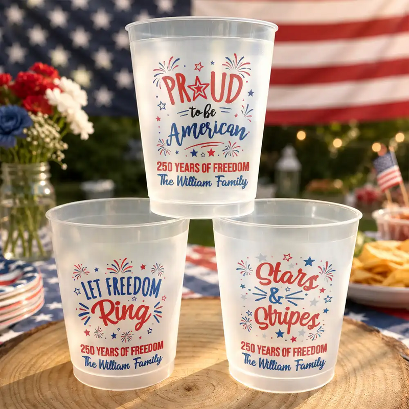 Independence Day,Family,America 250th,Proud - Proud To Be American - Personalized Frosted Cups
