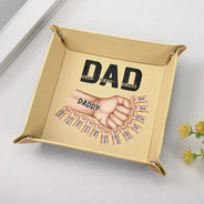 Gift For Father,Dad - Children,Happy,Non-Eng,Proud - Dad The Man The Myth The Legend - Personalized Leather Valet Tray
