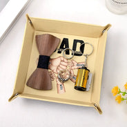 Gift For Father,Dad - Children,Happy,Non-Eng,Proud - Dad The Man The Myth The Legend - Personalized Leather Valet Tray
