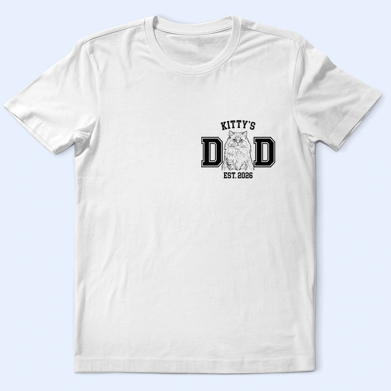 Dog Lovers,Dog Mom,Dog Dad,Cat Lovers,Cat Mom,Cat Dad,Pet Lovers,Pet Mom,Pet Dad,Non-Eng,Photo - Pencil Sketch (Dark BG),Adorable - Custom Photo White Pencil Sketch Art Pet Dad Pet Mom Est Year - Personalized T Shirt
