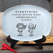 Gift For Father,Gift For Grandpa,Grilling,Non-Eng,Icon,Humorous - Everything Tastes Better When Grandpa Daddy Grills It - Personalized Plate