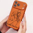 Custom Photo,Gift For Father,Dad - Children,Happy,Photo - Pencil Sketch (Bold),Proud - Custom Photo Bold Sketch Best Dad Ever I Love You - Personalized Leather Phone Case