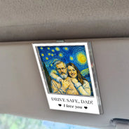 Gift For Father,Gift For Grandpa,Non-Eng,Photo - Starry Night,Adorable - Custom Photo Starry Night Drive Safe Daddy I Love You - Personalized Custom Shaped Acrylic Car Visor Clip