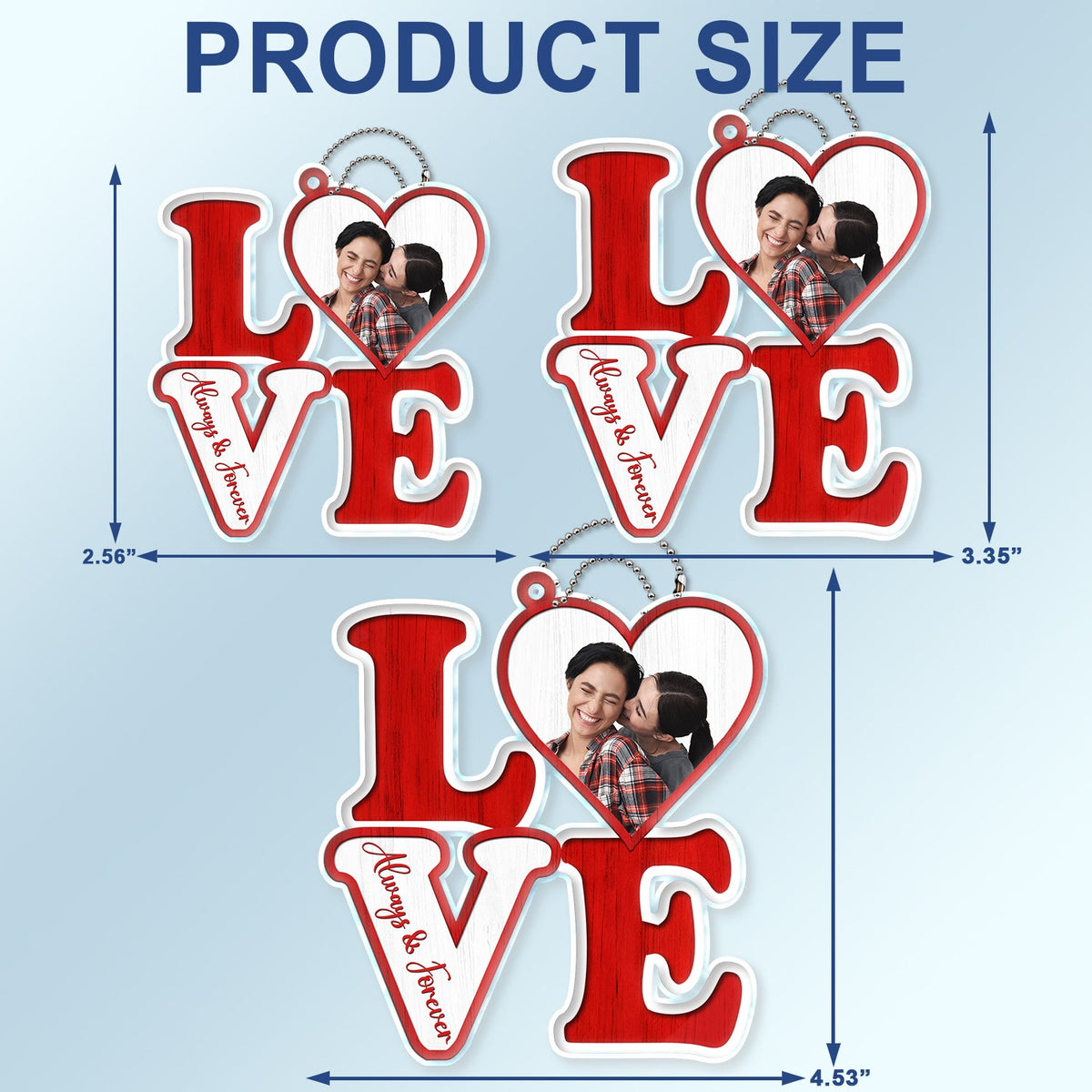 Photo personnalisée Amour éternel - Cadeau d'anniversaire, d'anniversaire pour conjoint, amoureux, mari, femme, petit ami, petite amie, couple - Cintre de voiture en acrylique personnalisé