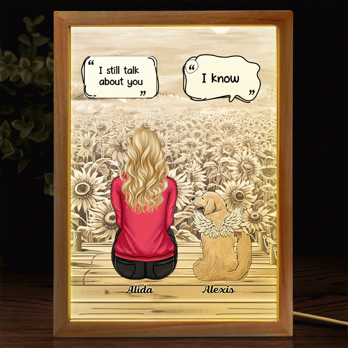 I Miss You - Memorial Gift For Pet Lovers, Dog Mom, Dog Dad, Cat Mom, Cat Dad - Personalized Picture Frame Light Box