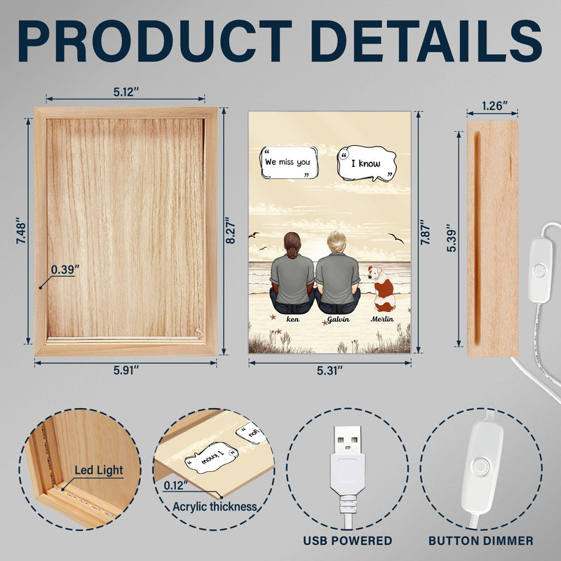 I Miss You - Memorial Gift For Pet Lovers, Dog Mom, Dog Dad, Cat Mom, Cat Dad - Personalized Picture Frame Light Box