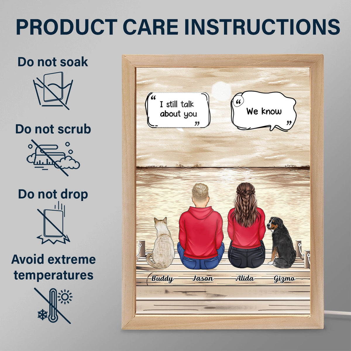 I Miss You - Memorial Gift For Pet Lovers, Dog Mom, Dog Dad, Cat Mom, Cat Dad - Personalized Picture Frame Light Box