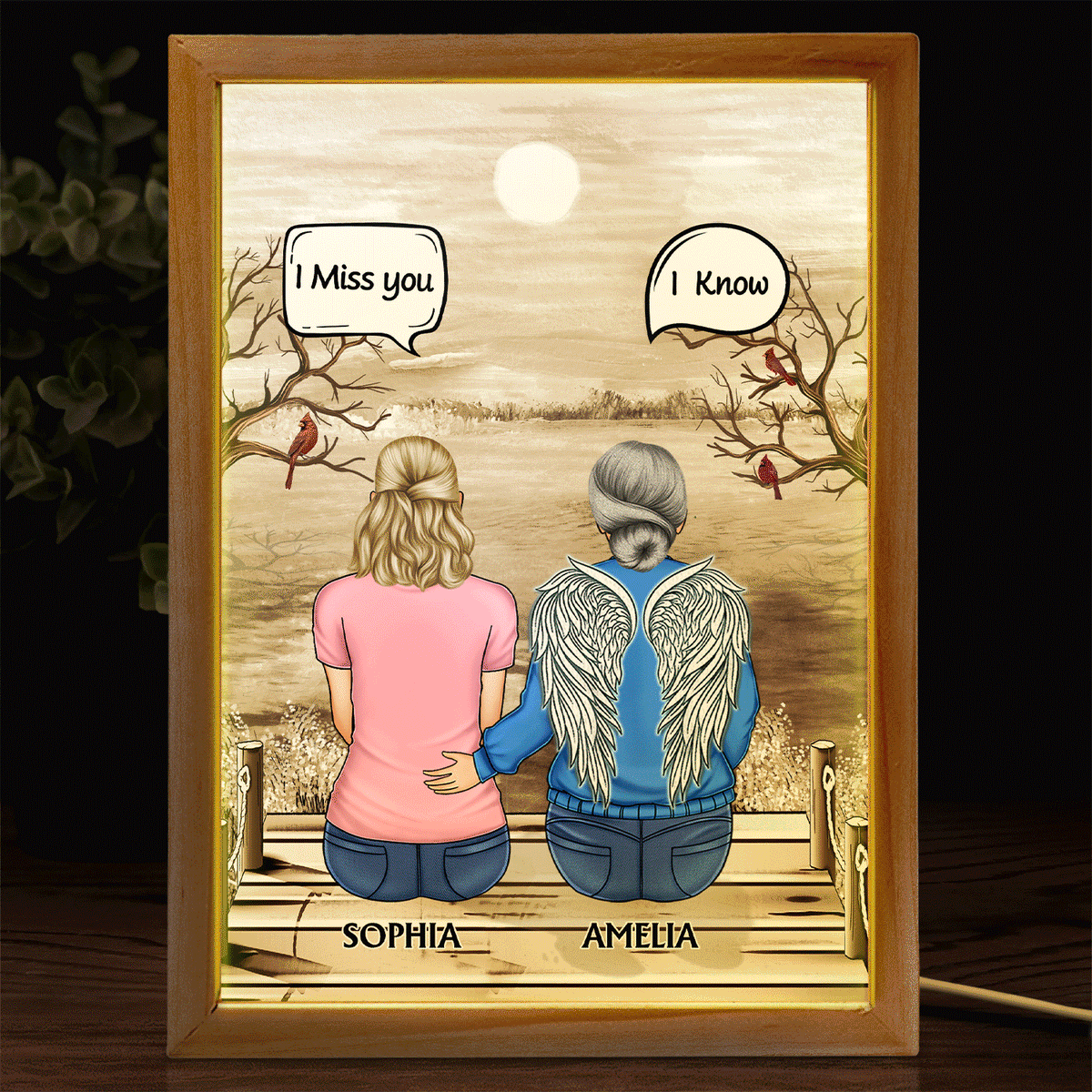 I Miss You I Know - Memorial Gift For Family, Friends, Siblings - Personalized Picture Frame Light Box