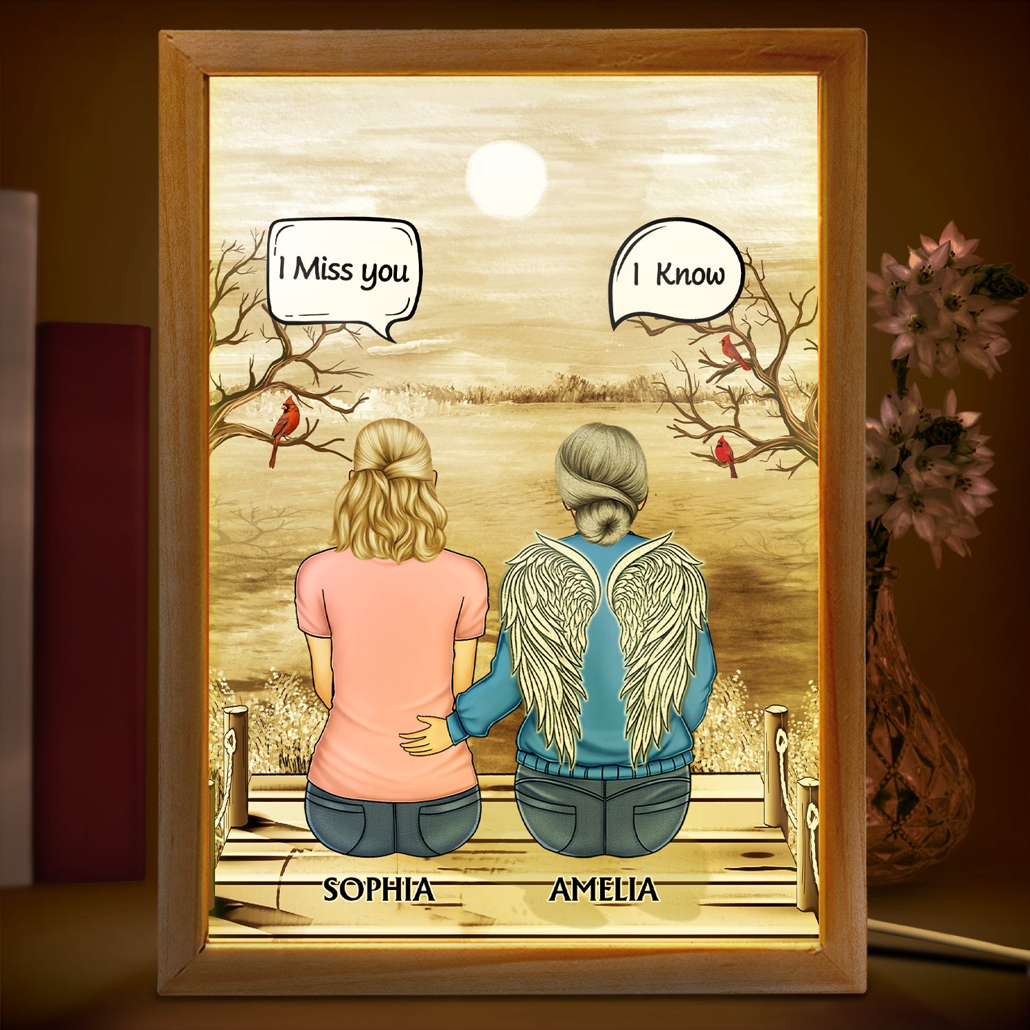I Miss You I Know - Memorial Gift For Family, Friends, Siblings - Personalized Picture Frame Light Box