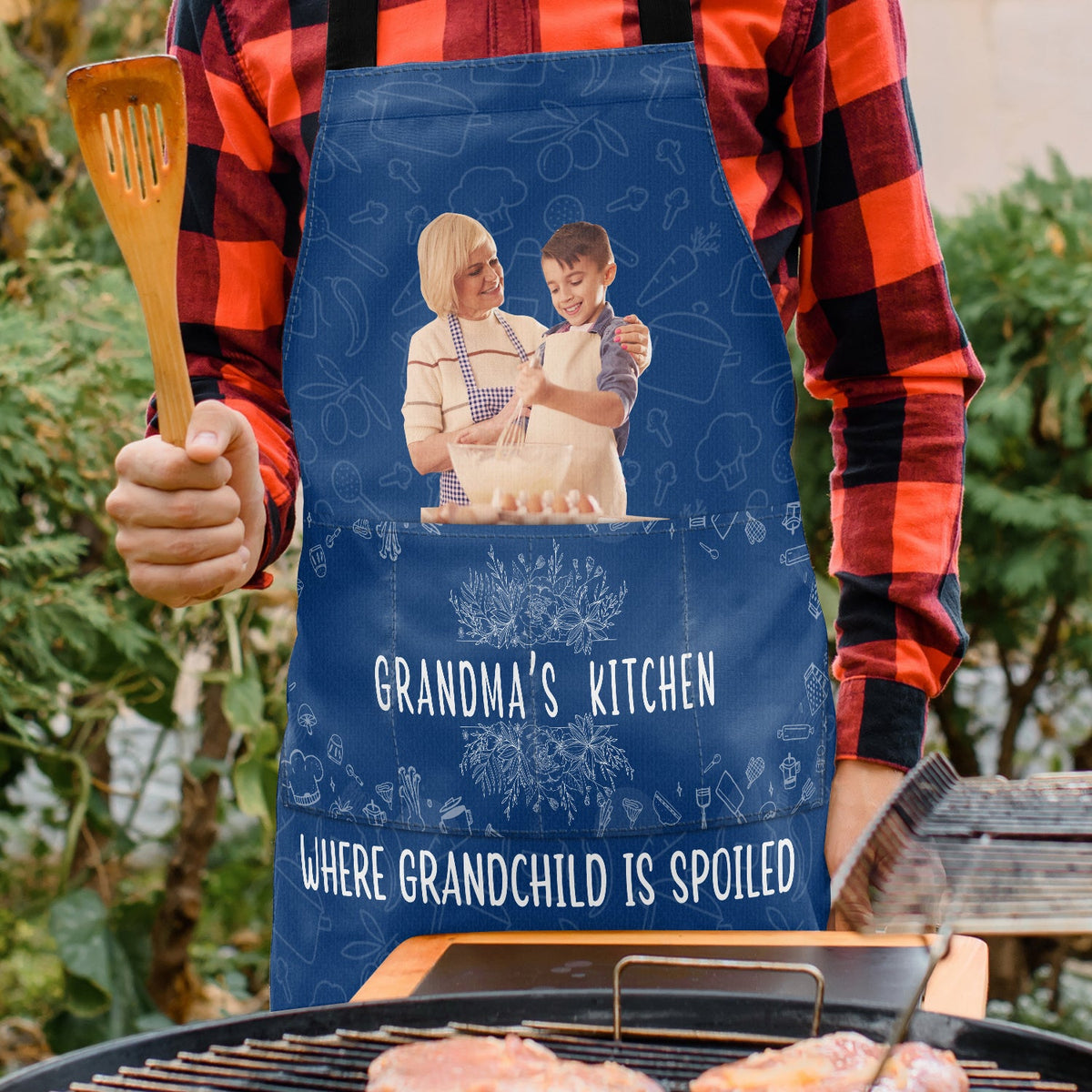 Custom Photo Grandma's Kitchen Where Grandchildren Are Spoiled - Gift For Mom, Grandma - Personalized Apron