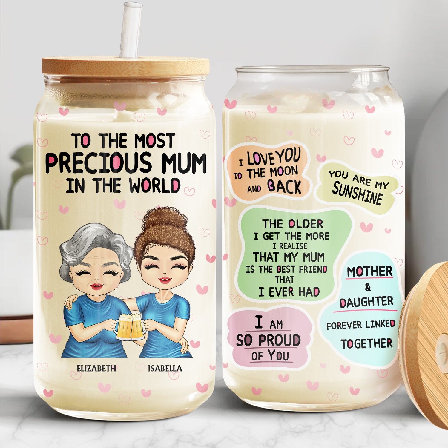 To The Most Precious Mum In The World - Loving Gift For Mom, Mother - Personalized Clear Glass Can