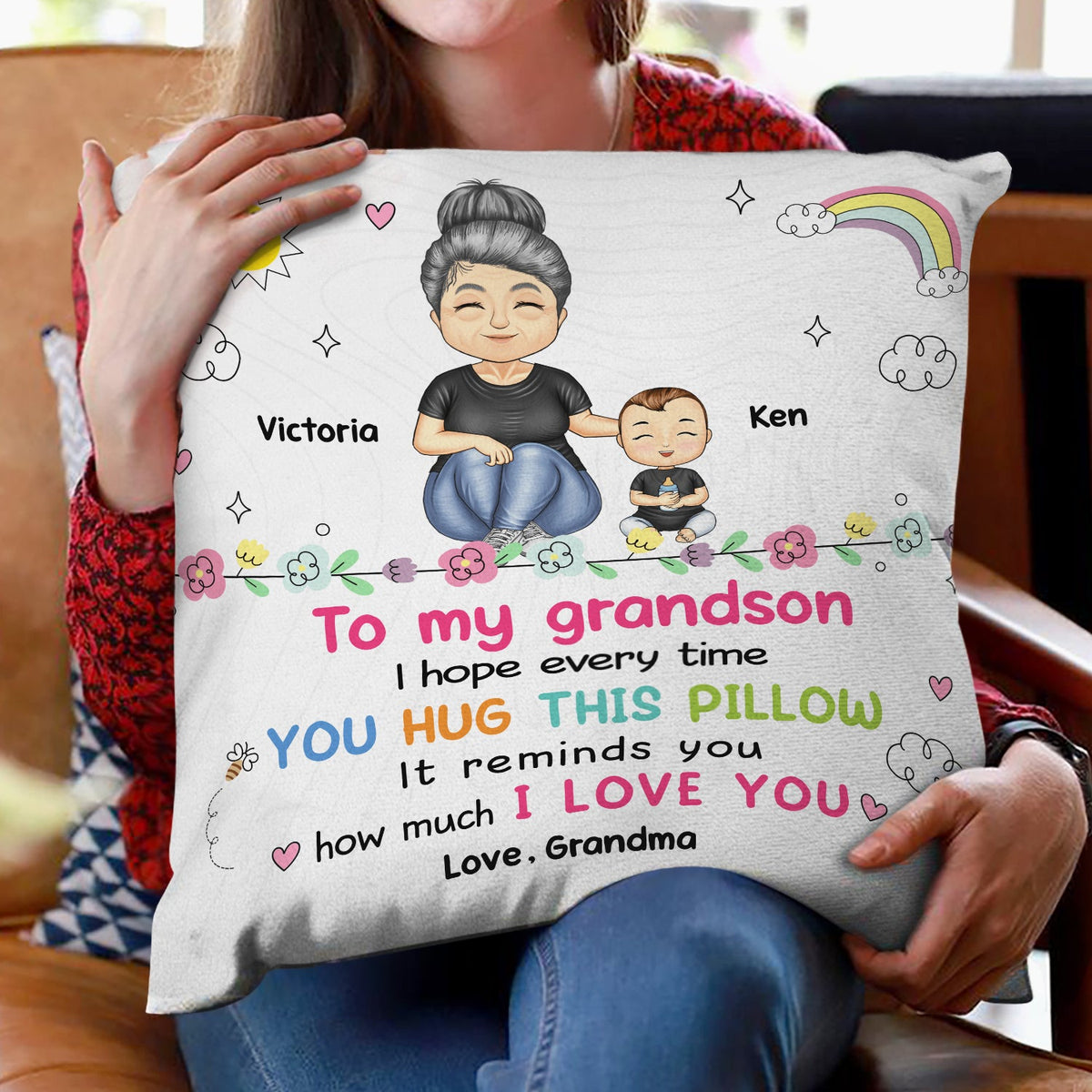 Grandma Mom How Much I Love You - Gift For Kids, Granddaughter, Grandson - Personalized Pillow
