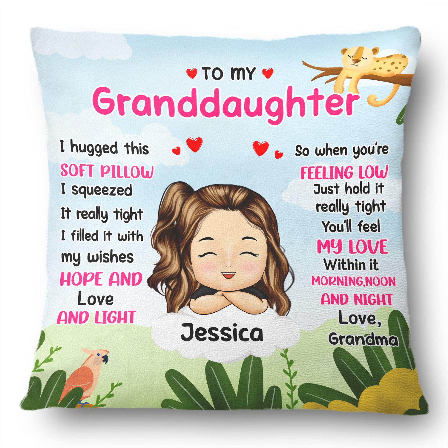 Grandma Mother Hugged This Soft Pillow Sunflowers - Gift For Granddaughter, Grandson, Kids - Personalized Pillow