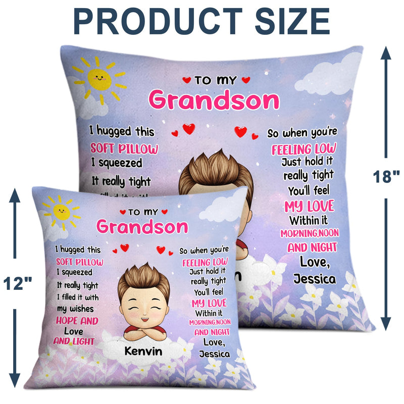 Grandma Mother Hugged This Soft Pillow Sunflowers - Gift For Granddaughter, Grandson, Kids - Personalized Pillow