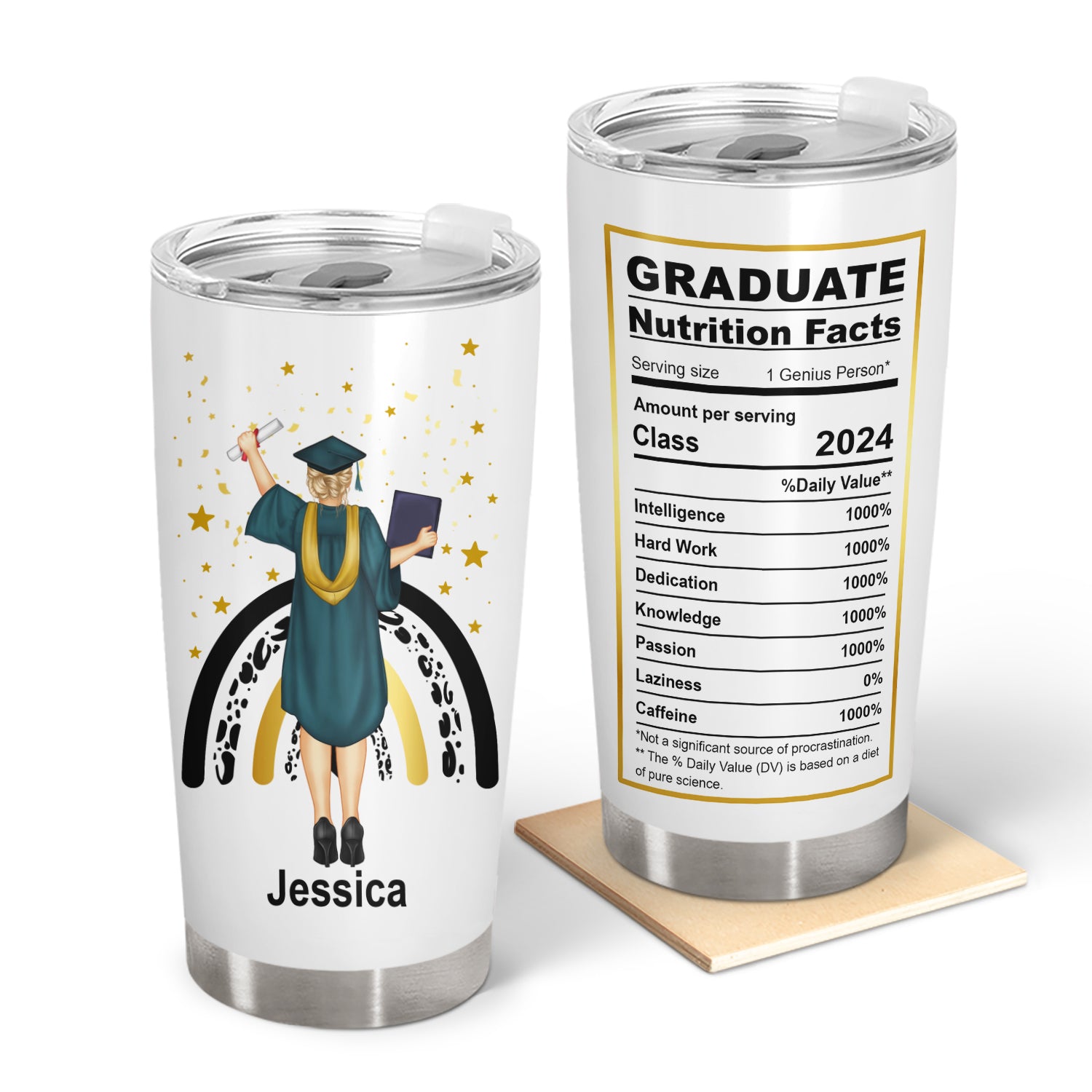 Graduate Nutrition Facts - Graduation Gift - Personalized Tumbler