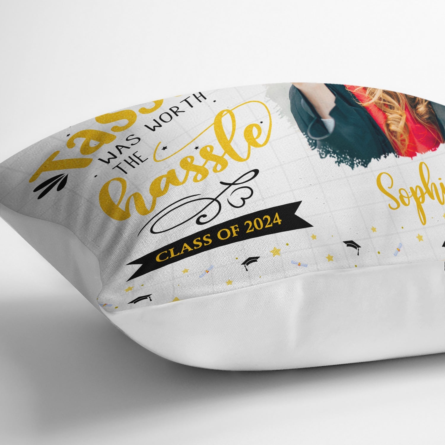 Custom Photo The Tassel Was Worth The Hassle - Graduation Gift - Personalized Pillow