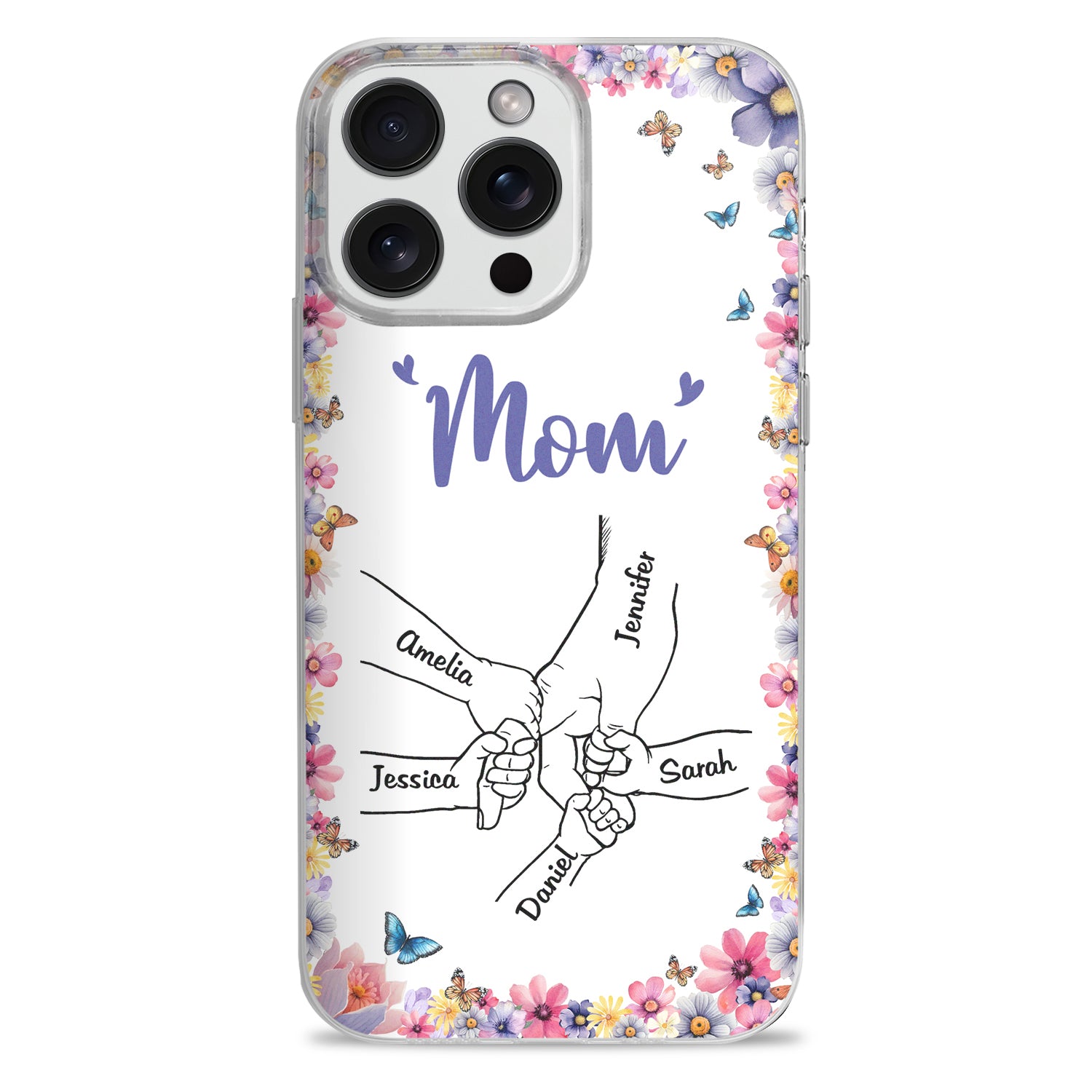Mom Grandma Kids Hand In Hand - Gift For Mother, Grandmother - Personalized Clear Phone Case