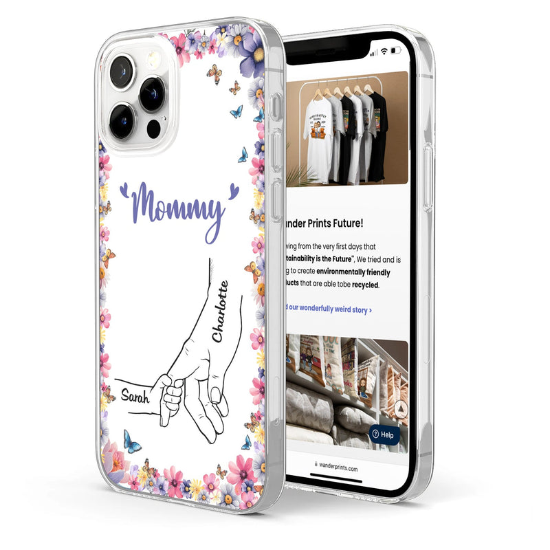 Mom Grandma Kids Hand In Hand - Gift For Mother, Grandmother - Personalized Clear Phone Case