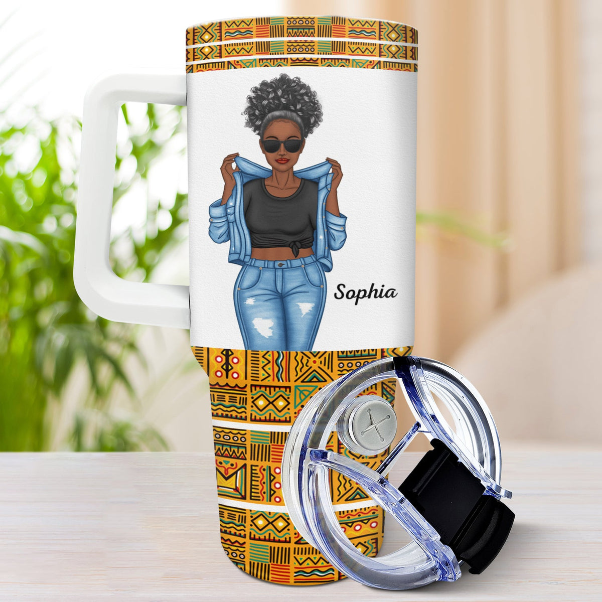 Dope Black Mom - Cadeau pour maman - Gobelet personnalisé de 1 133 ml avec paille