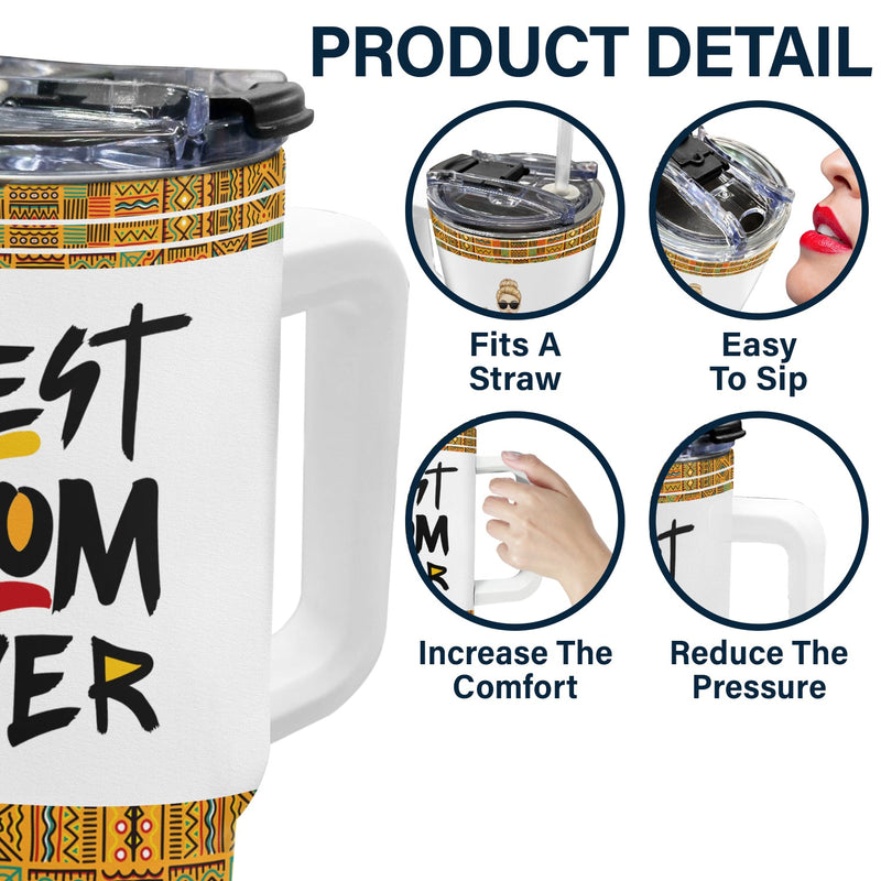 Dope Black Mom - Cadeau pour maman - Gobelet personnalisé de 1 133 ml avec paille