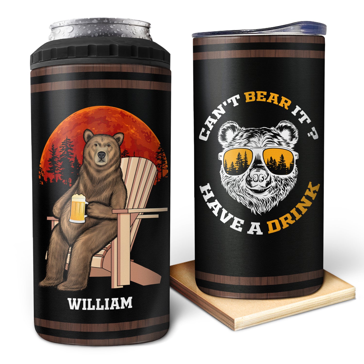 Dad Bod Powered By Beer - Dad Gift, Gift For Father - Personalized 4 In 1 Can Cooler Tumbler
